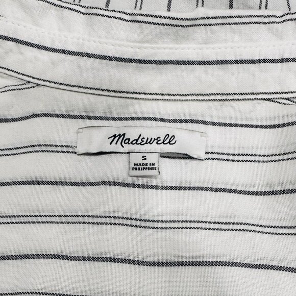 Madewell White & Black Striped Tie-Front Button Down Shirt – Size Small - Picture 2 of 3